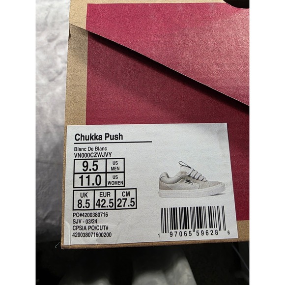 Vans‎ Chukka Push Mens Sz 9.5 White Green Canvas Casual Skate Shoes Sneakers NIB - Picture 7 of 8
